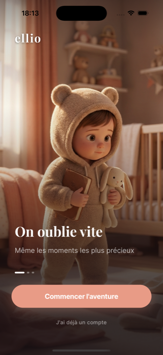 Écran d'accueil Ellyo avec un parcours de bienvenue